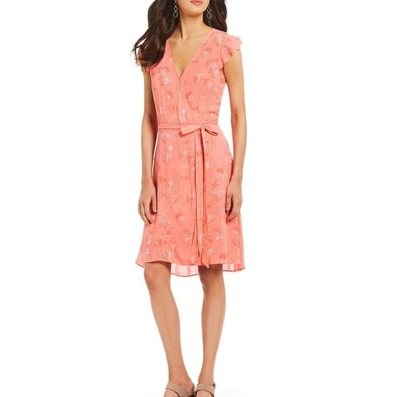 NWT H Halston Wrap Dress Cutout Shoulder